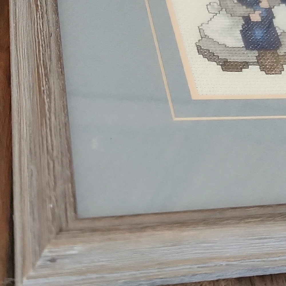 Handmade Cross Stitch Framed Matted MEMORY Wall Art